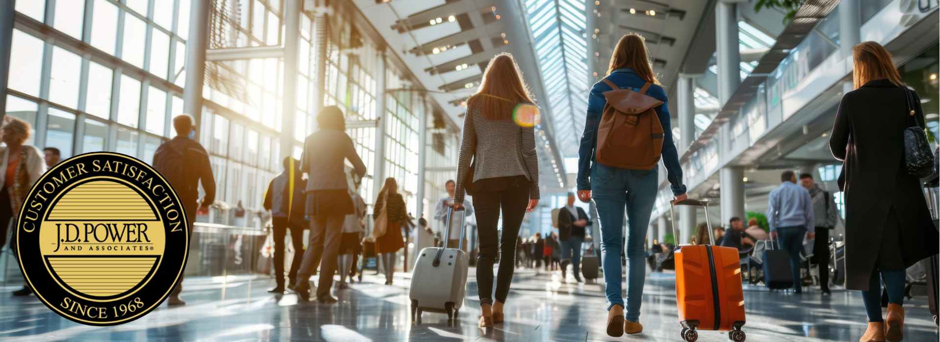 passengers walking in busy airport terminal